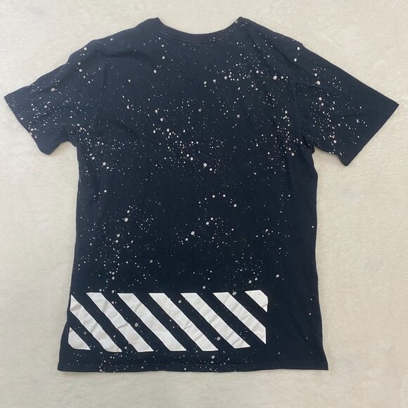 Nike The Nike Tee Paint Splatter Center Swoosh T-Shirt Black White Size Large - Picture 4 of 7